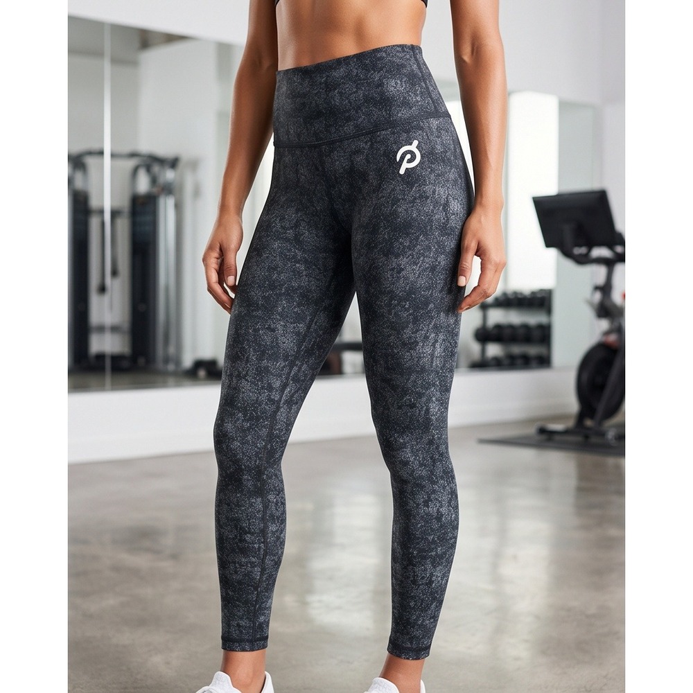 Peloton M Womens High Rise Leggings Gray Speckled Space Dye Athletic Yoga Pants - Picture 2 of 10